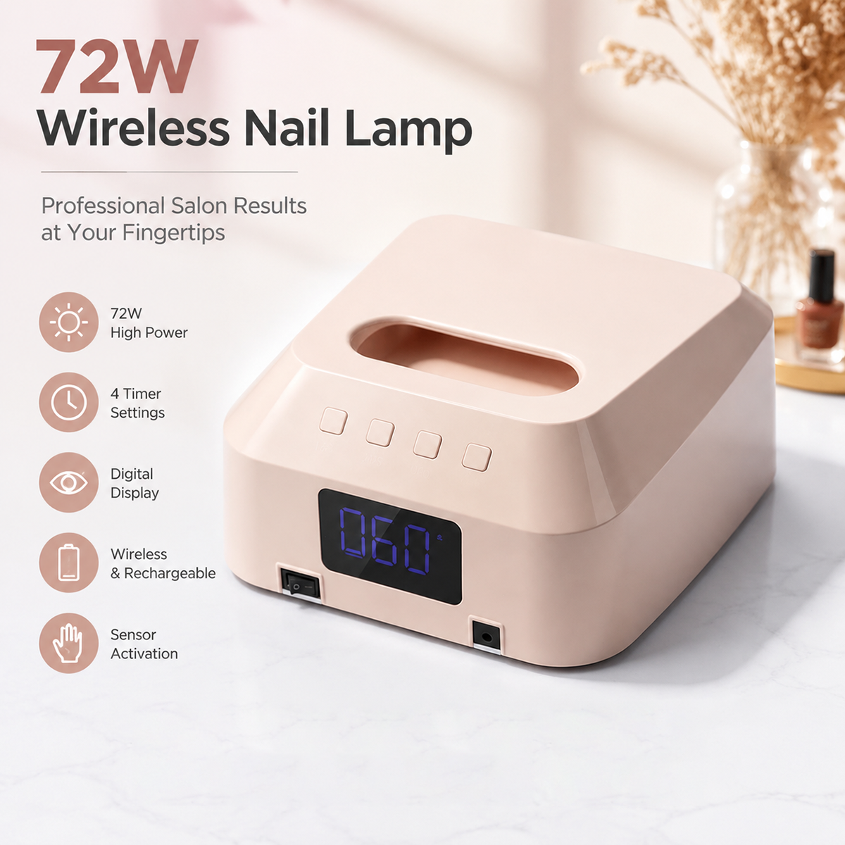 New Design 72W UV LED Nail Lamp with Fast Curing for Salon & Home Use Portable Plug-in Style
