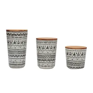 kitchen canister set white and black bamboo