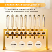 Distributeur de parfum haut de gamme doré, station de service multi-flacons pour 6/8/12 bouteilles de 200-750 ml, bouteilles en verre, présentoir DIY pour mariage