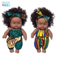 Muñeca Reborn Negra de 20 cm para Niños, Personalizable, Estilo Africano, Suéter, Material de Vinilo, Modelo de Simulación de Bebé Niña