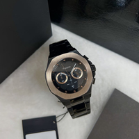 Montre chronographe à quartz pour homme en acier inoxydable avec cadran en cristal, boîtier et bracelet intégrés, aiguilles lumineuses, design tendance