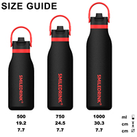 Bouteille d'eau isotherme en acier inoxydable personnalisée, anti-fuite, à double paroi, avec poignée, pour le sport et le camping