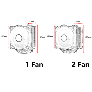 QiuzAim computadora de escritorio ventilador de 4 pines 12cm refrigeración por aire silenciosa X79 placa base 6 tubo de calor <span class=keywords><strong>CPU</strong></span> disipador de calor X99 Control de temperatura 2011 - Product Image 6