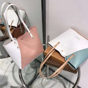 Vente flash 2025 Nouvelle mode Couleurs contrastées <span class=keywords><strong>Sac</strong></span> à main <span class=keywords><strong>pour</strong></span> femmes Grande capacité Sacs fourre-tout en cuir PU <span class=keywords><strong>pour</strong></span> femmes Voyage - Product Image 4