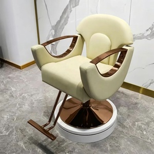 Fauteuil de Barbier Hydraulique Moderne, Chaise de Coiffure en Cuir PU Noir avec Base Métallique et Repose-Pieds Réglable, Mobilier de Salon Vintage - Product Image 1