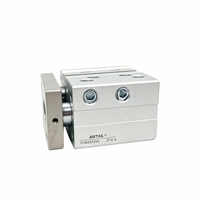 Cylindre pneumatique en alliage d'aluminium anodisé dur, série TCM25X20S, double action, à trois tiges, guidé, alésage 25 mm, course 20 mm