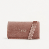 Pochette de voyage en velours personnalisée avec logo, sacs de rangement robustes, fermeture à bouton portable, pochette en velours moderne pour bijoux