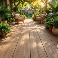 Planches de terrasse en composite WPC écologiques Vanjoin, rainurées, à grain de bois, pour jardin, balcon, terrasse