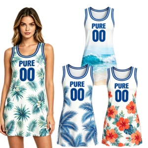 Vestido de Baloncesto Personalizado PURE <span class=keywords><strong>Aloha</strong></span> con Flores Tropicales, Jersey sin Mangas para Mujer, Vestido Tipo Chaleco, Conjunto de Vestido, Vestido en Oferta - Product Image 1