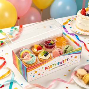 <span class=keywords><strong>Boîte</strong></span> d'emballage en papier kraft recyclable avec fenêtre transparente pour desserts, biscuits et cupcakes, vente en gros - Product Image 6