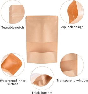 Tùy chỉnh cao cấp giấy kraft đứng lên Túi Túi thân thiện với môi trường có khóa kéo cho kẹo mút dầu ô liu bánh pizza salad - Product Image 6