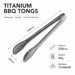 Pinces de cuisine en titane pur à long manche pour barbecue, steak, pain, salade, cuisson, camping en plein air - Product Image 4