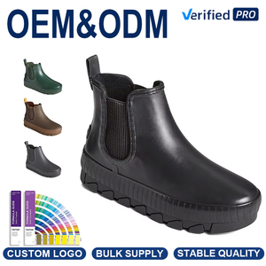 Bottes <span class=keywords><strong>de</strong></span> pluie Chelsea personnalisées pour femmes, imperméables, dessus en caoutchouc, semelle à crampons, chaussures <span class=keywords><strong>de</strong></span> pluie à la cheville avec doublure en microfleece - Product Image 1