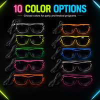 Lunettes lumineuses LED néon vert citron tendance pour les fêtes, avec câble EL, pour décorations de Noël et d'Halloween