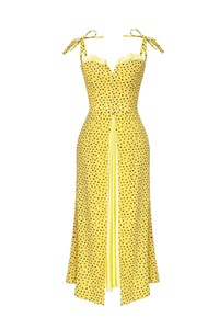 Vestido de temperamento de alta calidad, <span class=keywords><strong>ropa</strong></span> personalizada, Doc, elegante, correa de cuello bajo, abertura en el muslo, Maxi vestidos de puntos para <span class=keywords><strong>mujer</strong></span> - Product Image 2