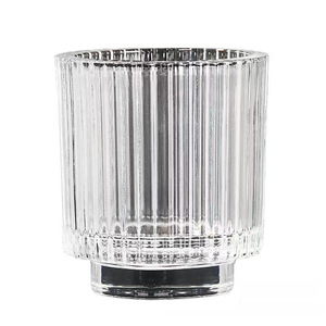 Vente en gros usine de pots à bougies en verre vides recyclables à rayures avec ouverture facile pour produits ménagers - Product Image 2