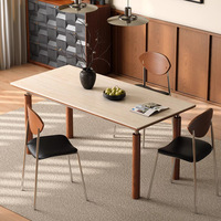 Table à manger rectangulaire en pierre de style médiéval pour restaurant, 6 places, pliable, résistante aux hautes températures, en bois massif