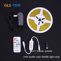 Bande LED COB flexible sans points 600 LED/m 24V 12V 5mm 7+7W/m 1400lm/m CRI90 Blanc chaud à blanc froid découpable pour la décoration intérieure