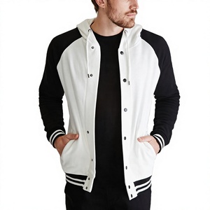 Premium Slim Fit Custom Cotton Fleece Varsity Hoodie Stand Winter Streetwear Jacket para hombres mujeres Baseball College - Product Image 1