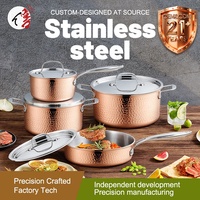 Ensemble de 8 Ustensiles de Cuisine Antiadhésifs en Cuivre et Acier Inoxydable 3 Couches, Batteries de Cuisine Non-Adhésives