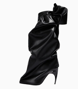 Bottines à talons aiguilles personnalisées Bliberry surdimensionnées avec nœud, design 2026, bottes sexy pour filles, bottes en cuir à tige large pour femmes, hauteur genou - Product Image 2