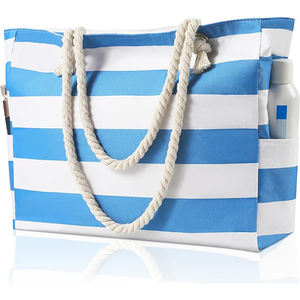 Échantillon gratuit Sac fourre-tout en jute de plage personnalisé noir blanc beige grand format Sac fourre-tout en toile épaisse personnalisé avec poignée en corde - Product Image 5