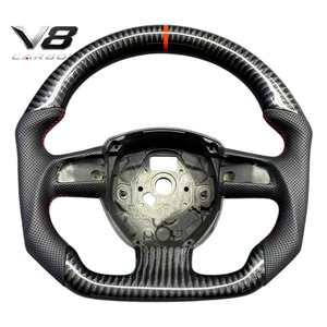Volant en fibre de carbone véritable V8carbon pour A5 <span class=keywords><strong>S5</strong></span> RS5 B8, accessoires de voiture, pièces automobiles modifiées, style sport racing, personnalisé - Product Image 1