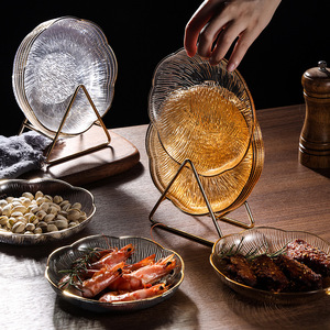 High-End Food Grade <b>Plastic</b> Dish Round Small Bones Spitting <b>Tray</b> For Home Party Use Solid Color Light Luxury Style - Product Image 1
