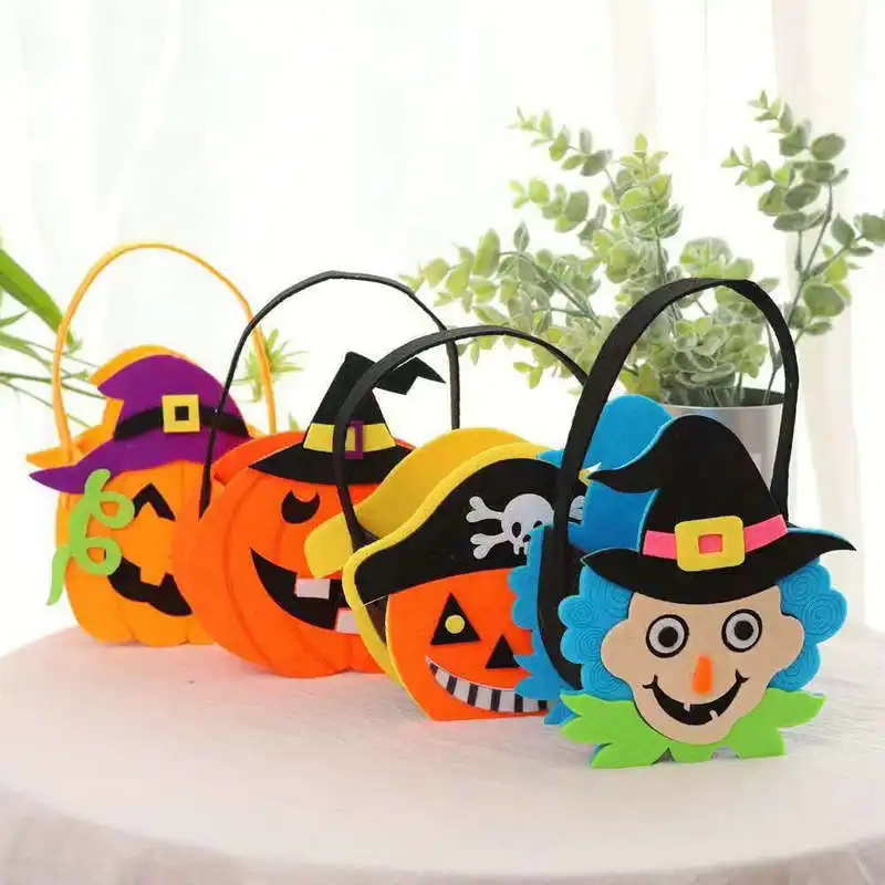 Sac en feutre pour fête d'halloween, sac à bonbons pour enfants, sac à bonbons, citrouille, hibou, sorcière, gâteau d'halloween, panier cadeau Portable, sacs fourre-tout