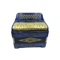 Accordéon professionnel diatonique SEASOUND à 34 boutons, 12 basses, 3 registres, en celluloïd bleu, grille dorée, boutons dorés JB3412C Acordeon