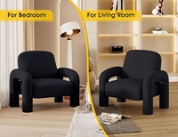 Chaise d'appoint moderne Sherpa Chaise de loisirs de lecture moelleuse simple et confortable pour salon et chambres à coucher (Noir)