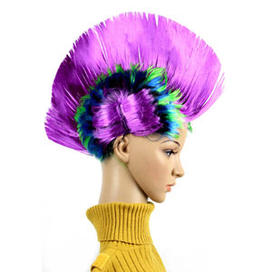 Arco Iris Mohawk peluca para hombres mujeres desfile loco disfraz peluca fiesta moda colorida peluca Unisex Festival carnaval accesorios para el cabello - Product Image 6
