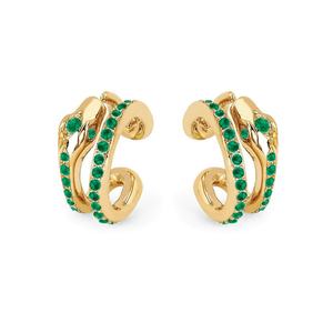 LOZRUNVE 925 Plata Marca Diseñador Sin Piercing Pendiente Moda Esmeralda Piedra Serpiente Ear Cuff - Product Image 4