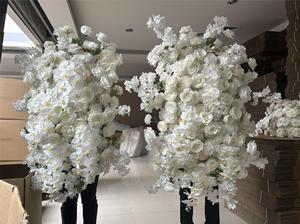 ฉากหลังงานแต่งงาน ตกแต่งเวทีด้วยดอกไม้แขวนประดับ ดอกกุหลาบผ้าไหมสีขาว ดอกซากุระ สำหรับวันแม่ วันคริสต์มาส - Product Image 6