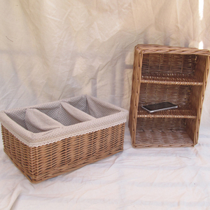 Divided 3 Compartment Natural eco-friendly Handwoven Wicker Desktop <b>Storage</b> <b>Baskets</b> wicker sundries snack <b>storage</b> <b>basket</b> - Product Image 4