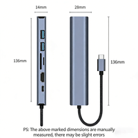 Hub USB-C haute vitesse 7 ports avec USB3.0*2 PD100W RJ45 1000M 4K HDTV, station d'accueil en alliage d'aluminium pour Macbook