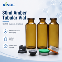 Flacon en verre borosilicate faiblement tissé ambré vide XINDE de 10 ml, 30 ml, 50 ml pour injection médicale avec bouchon à vis et sérigraphie