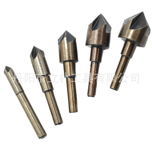 High Speed Steel Round Shank Chamfering Tool 5 Pc Set For Steel Woodworking Hole Opening Reamer Bright Finish - Product Image 1