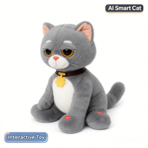 Juguete de Peluche de Gato Gris Interactivo con Voz AI, Relleno de Algodón PP, Canta y Baila, Compañero Educativo <span class=keywords><strong>para</strong></span> Bebés, Decoración <span class=keywords><strong>para</strong></span> Fiestas de <span class=keywords><strong>Cumpleaños</strong></span> - Product Image 2