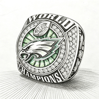 Bague de champion de football américain en alliage personnalisé, style bague de champion de basketball avec logo en émail coloré