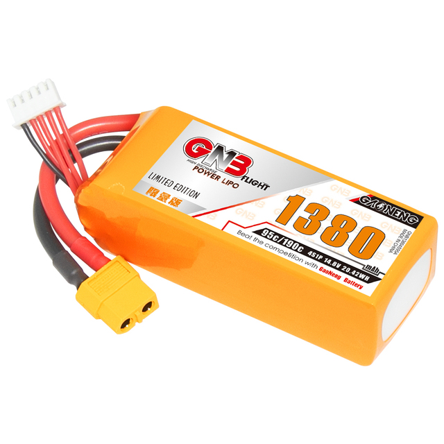 GAONENG GNB 1380mAh 4S 14.8V 95C XT60 Lipo Battery FPV Drone  Chimera5 Evoque F5D/F5X Nazgul Evoque F6X/F6D Racing Pilot