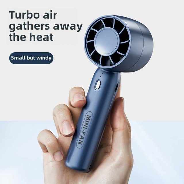 Rechargeable Turbo Handheld Fan Strong Wind 3 Speed Adjustable Portable USB Mini Cooling Fan Desktop Fan with Phone Holder Stand
