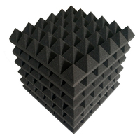 Yuan Yuan C2-15R Lot de 12 Panneaux Acoustiques Décoratifs en Mousse PU Personnalisables 12x12x2 Noir en Forme de Pyramide pour Studio, Isolation Sonore Moderne