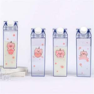 Promotional Plastic Water Bottles <b>Milk</b> Carton 17 Oz 34 Oz Clear Plastic <b>Milk</b> <b>Box</b> Portable Square Juice Bottle - Product Image 1