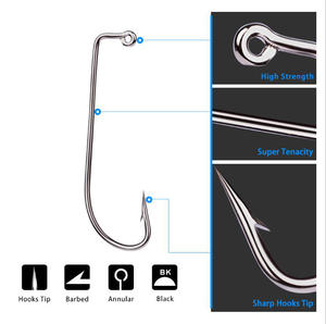 WEIHE 6 taille 100 pcs/lot Aberdeen Gabarit <span class=keywords><strong>De</strong></span> Pêche Crochets Acier à Haut Carbone Hameçon Barbelé 90 Degrés pour Crankhook Ver Leurre Crochet - Product Image 2