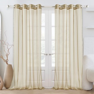 Cortina transparente con ojal <span class=keywords><strong>blanco</strong></span> personalizable JA para dormitorio, semitransparente para sala de estar, decoraciones de primavera para el hogar, <span class=keywords><strong>blanco</strong></span> <span class=keywords><strong>y</strong></span> plateado - Product Image 4