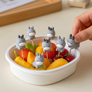 Tenedores de fruta de plástico para niños de animales lindos únicos Mini selecciones de comida <span class=keywords><strong>Tenedor</strong></span> de fruta creativo elegante para fiambrera - Product Image 2
