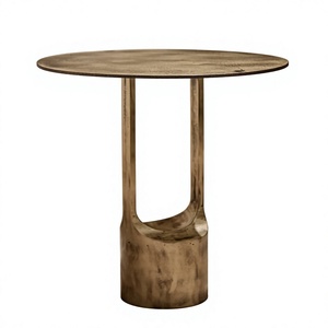 Table basse ronde moderne en fer, base en métal doré contemporain, table d'appoint pour salon, meubles décoratifs - Product Image 1