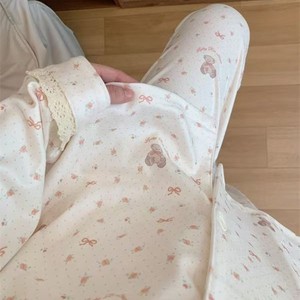 <span class=keywords><strong>Pigiama</strong></span> Coreano Retrò con Stampa di Orsacchiotto, Cardigan Aperto con Bordo in Pizzo, <span class=keywords><strong>Pigiama</strong></span> Dolce da Donna per Primavera e Autunno - Product Image 5