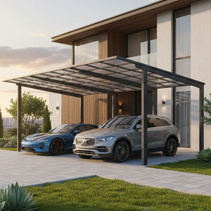 Abri <span class=keywords><strong>de</strong></span> voiture en alliage d'aluminium haute résistance avec toit en polycarbonate à haute transmission, certifié CE, pour extérieur, résistant aux UV - Product Image 5